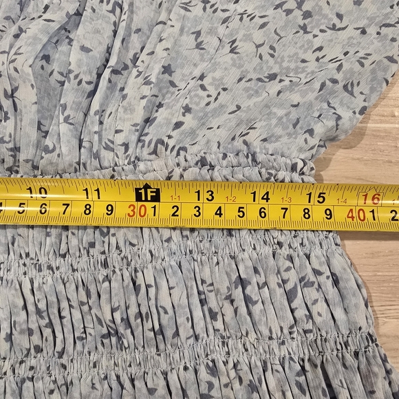 House of Harlow 1960 Shona Joy Mockneck Long Sleeve Smocked Mini Dress Blue L. - Picture 12 of 13